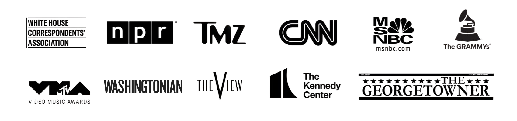 graphic showing all places eurobronze has been featured such as npr, cnn, the grammys, and the mtv music video awards